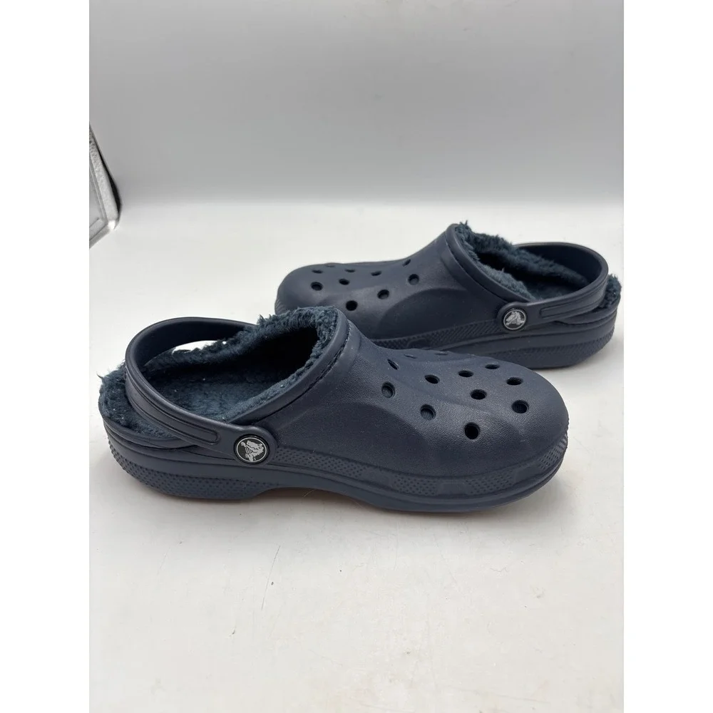 Crocs Baya Lined Navy‎ Blue Comfort Clogs Shoes Size J2